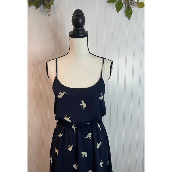 Everly Navy Sleeveless Dress With Elephant Print & Adjustable Straps Size S - Picture 5 of 13